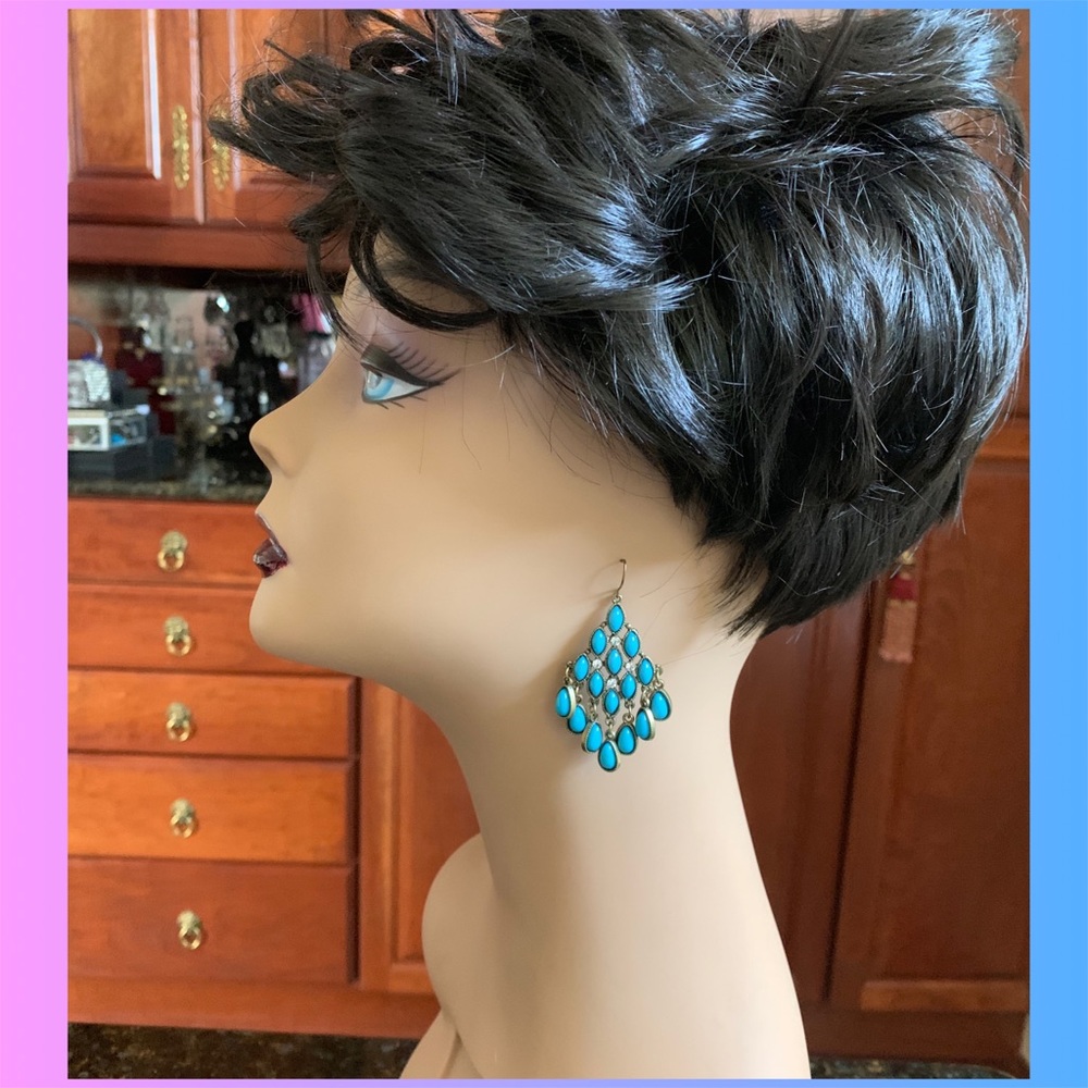 Turquoise Chandelier Dangle Statement Earrings